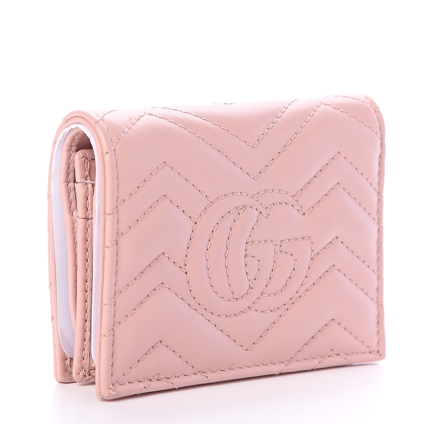 Calfskin Matelasse GG Marmont Card Case Wallet Perfect Pink