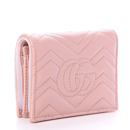 Gucci Calfskin Matelasse GG Marmont Card Case Wallet Perfect Pink 2 of 5