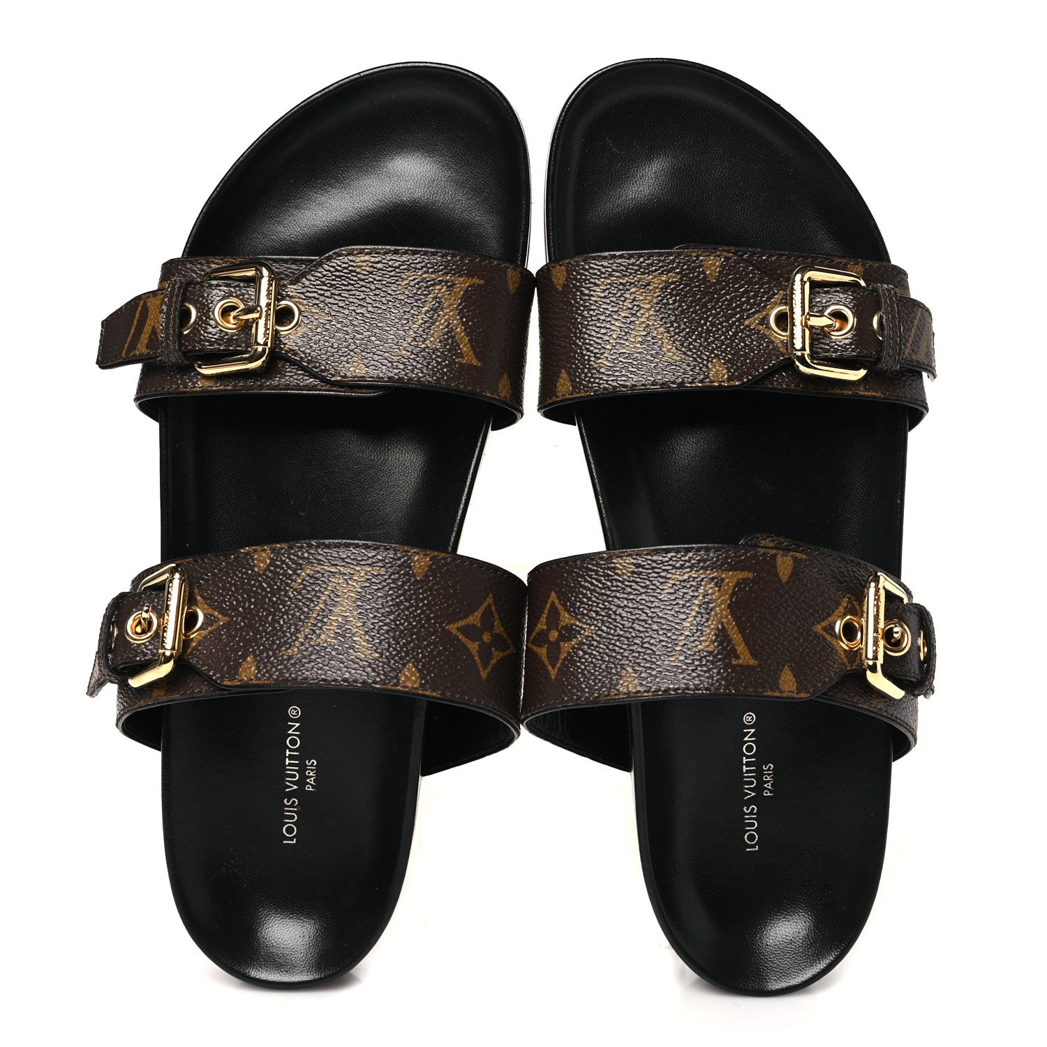 Louis Vuitton Monogram Bom Dia Mule Sandals 38 Black 2 of 10