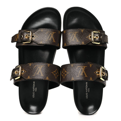Louis Vuitton Monogram Bom Dia Mule Sandals 38 Black 2 of 10
