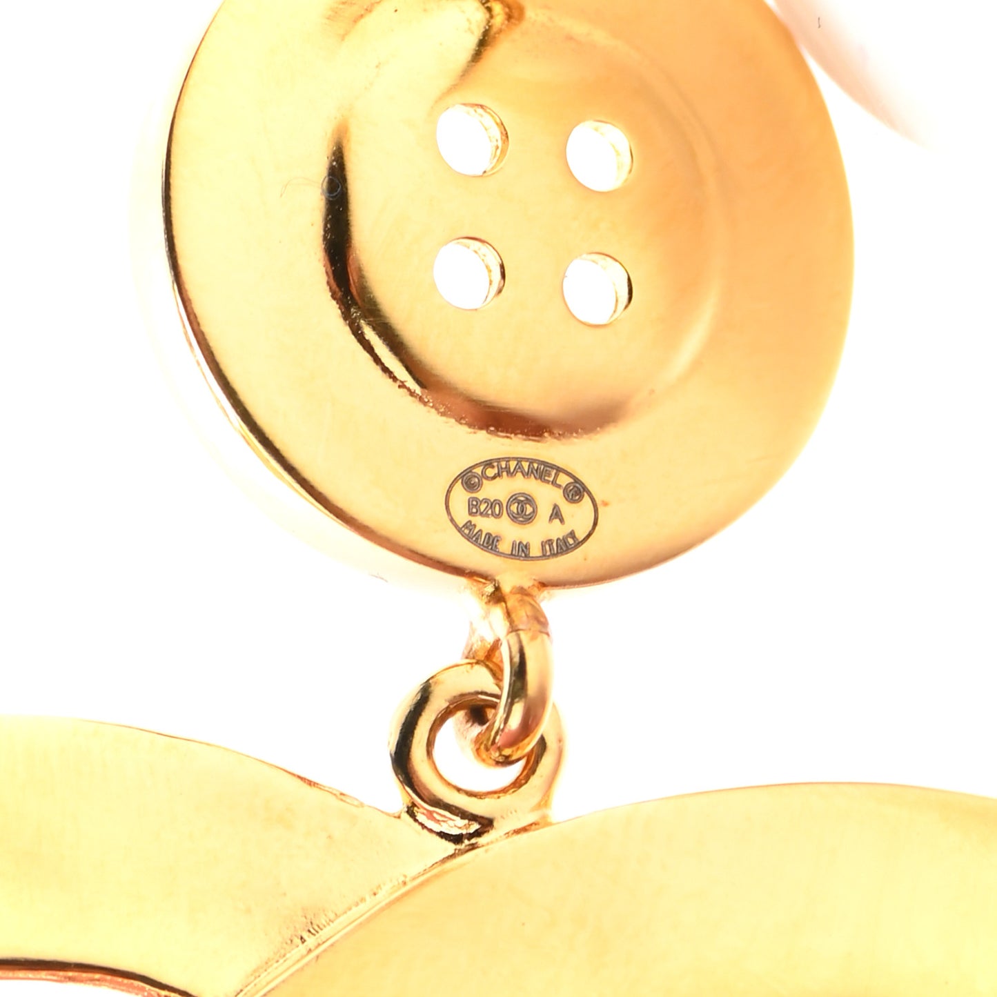 Metal Large Paris Button Earrings Gold