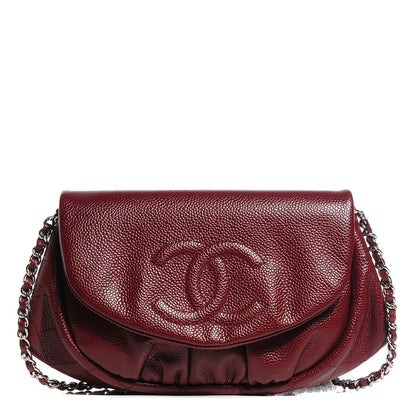 Chanel Caviar Half Moon Wallet On Chain WOC Dark Red 1 of 9