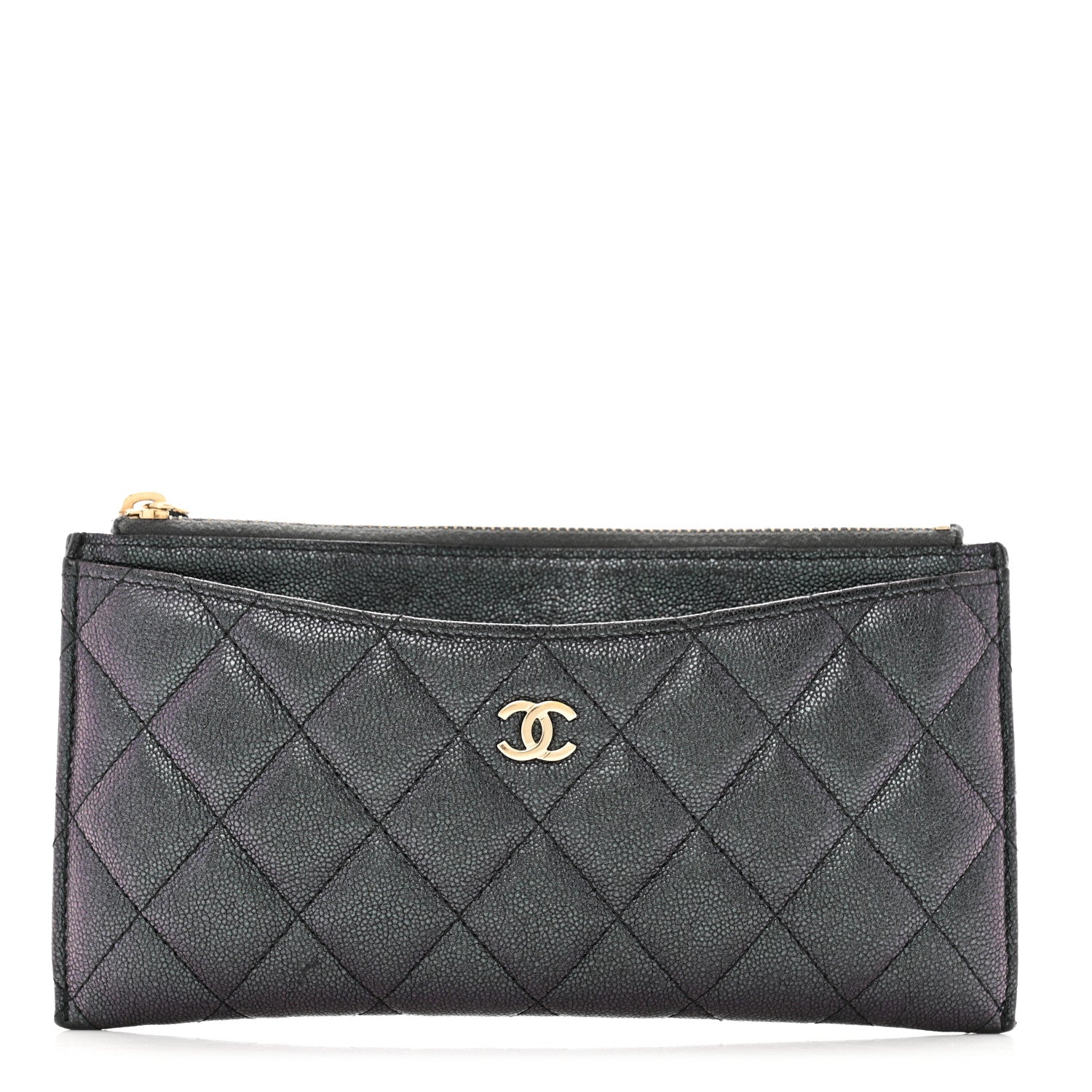 Chanel Iridescent Caviar Quilted Classic Zip Pouch Black 1 of 9