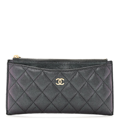 Chanel Iridescent Caviar Quilted Classic Zip Pouch Black 1 of 9