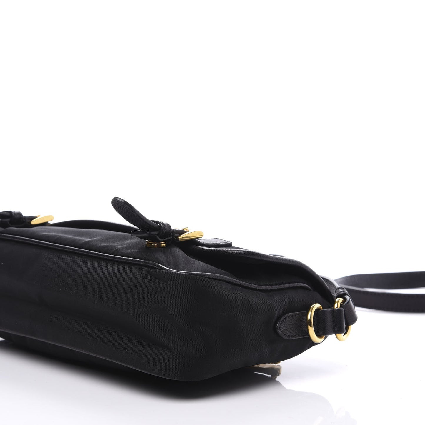 Tessuto Nylon Saffiano Small Messenger Bag Black