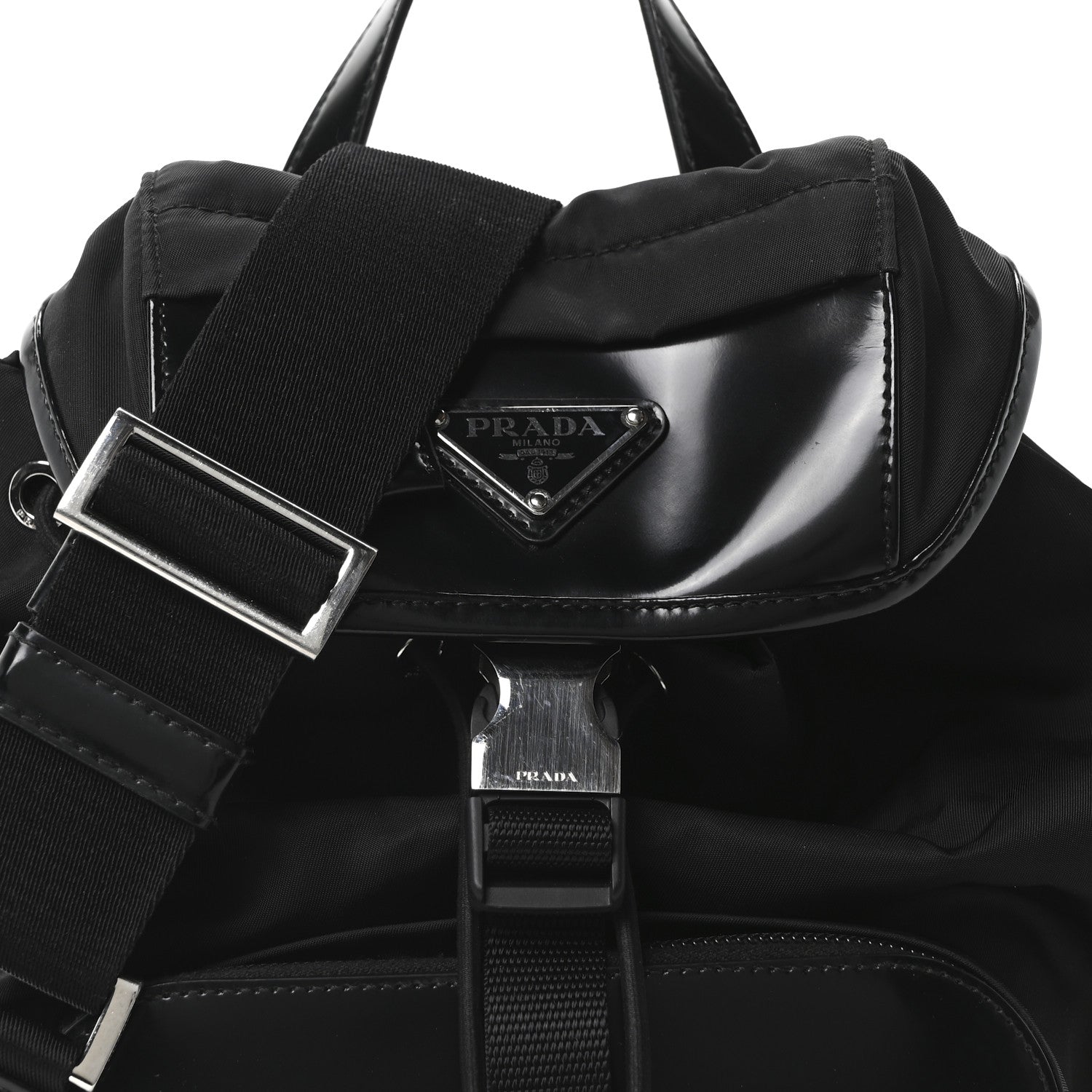 Prada Nylon Brushed Calfskin Mini Sling Backpack  Black 8 of 10