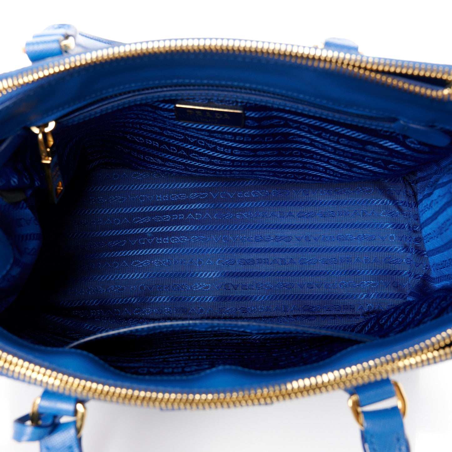 Saffiano Lux Small Galleria Double Zip Tote Azzurro