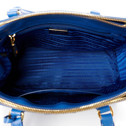 Prada Saffiano Lux Small Galleria Double Zip Tote Azzurro 6 of 14