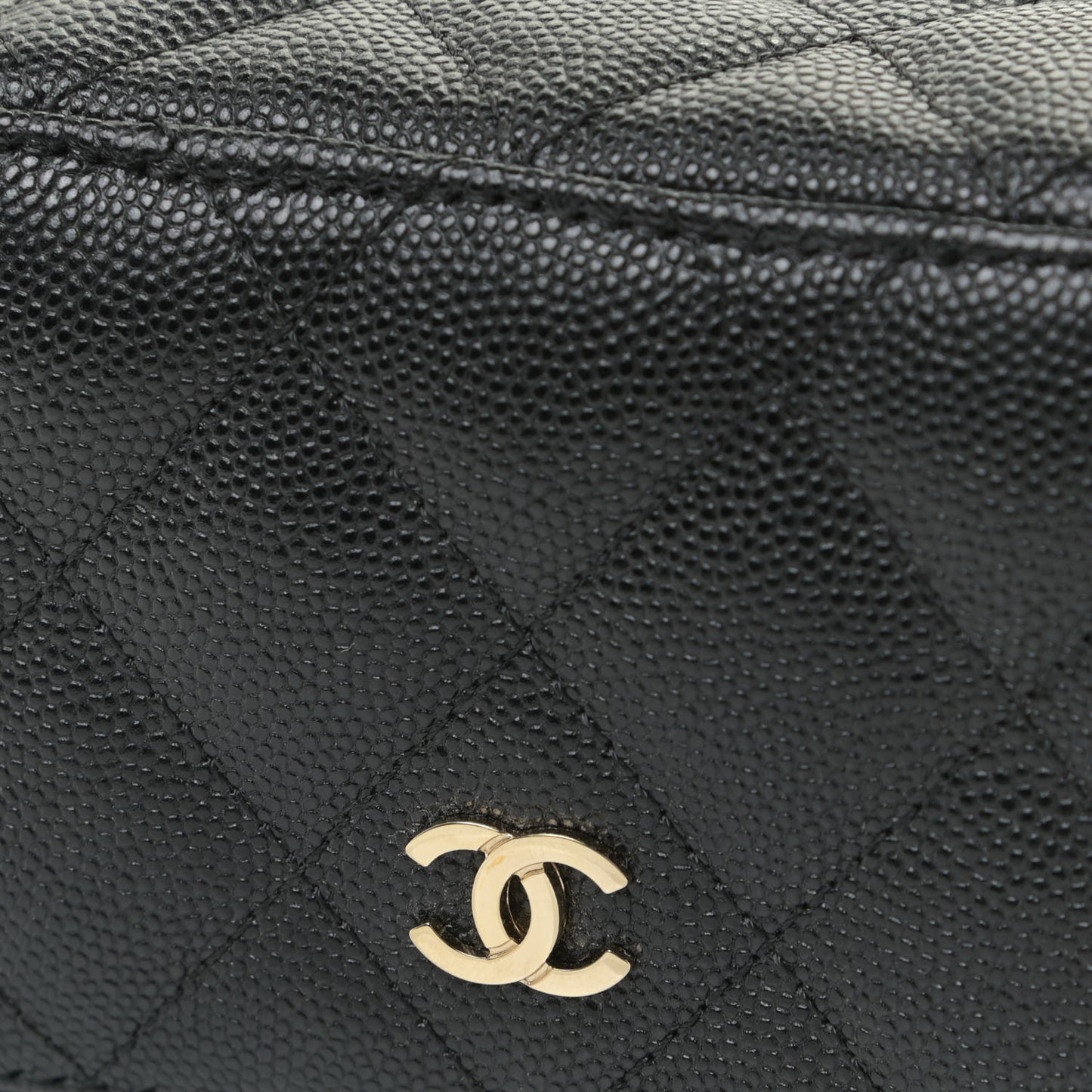 Caviar Quilted CC Vanity Cosmetic Case Black