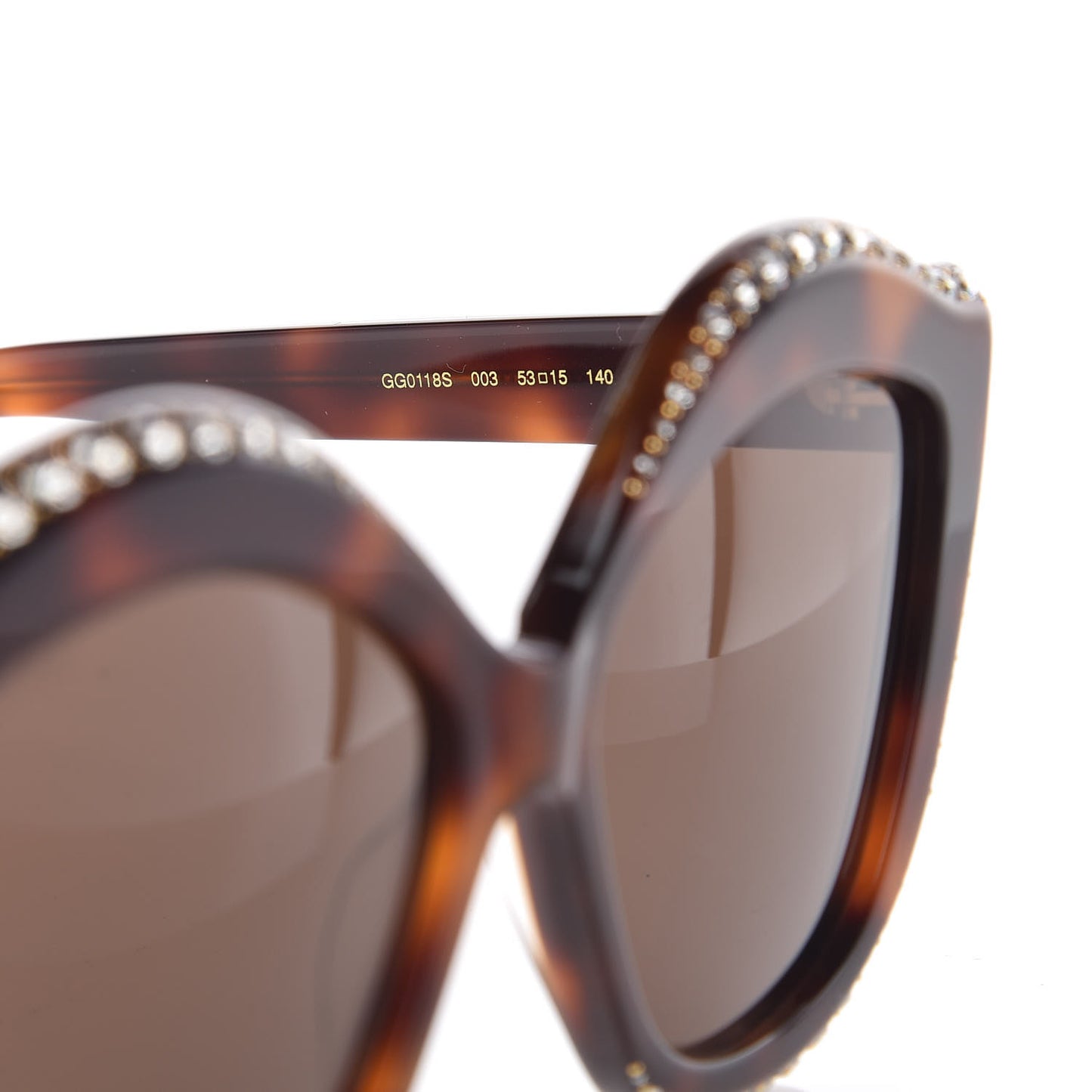 Crystal Cat Eye GG0118S Sunglasses Havana Brown