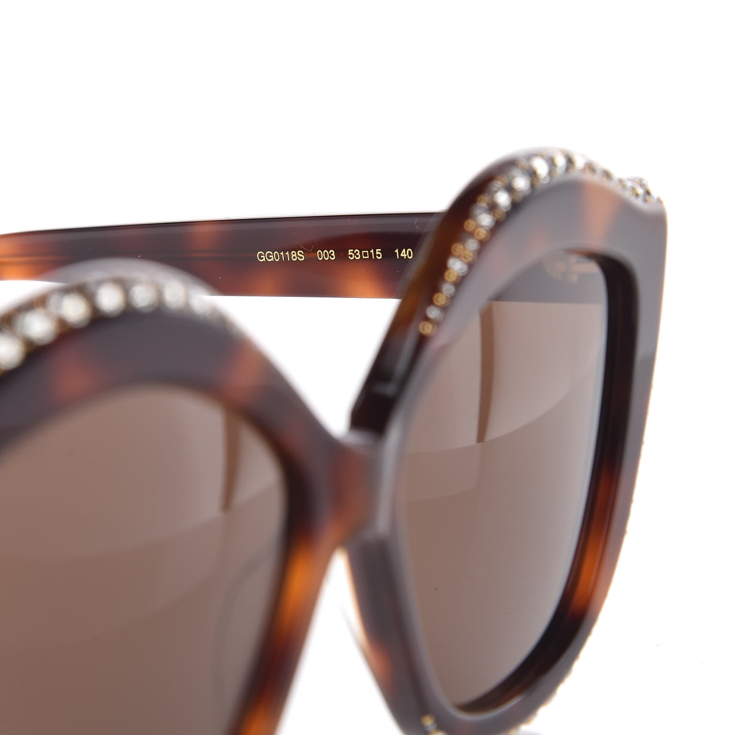 Gucci Crystal Cat Eye GG0118S Sunglasses Havana Brown 5 of 6