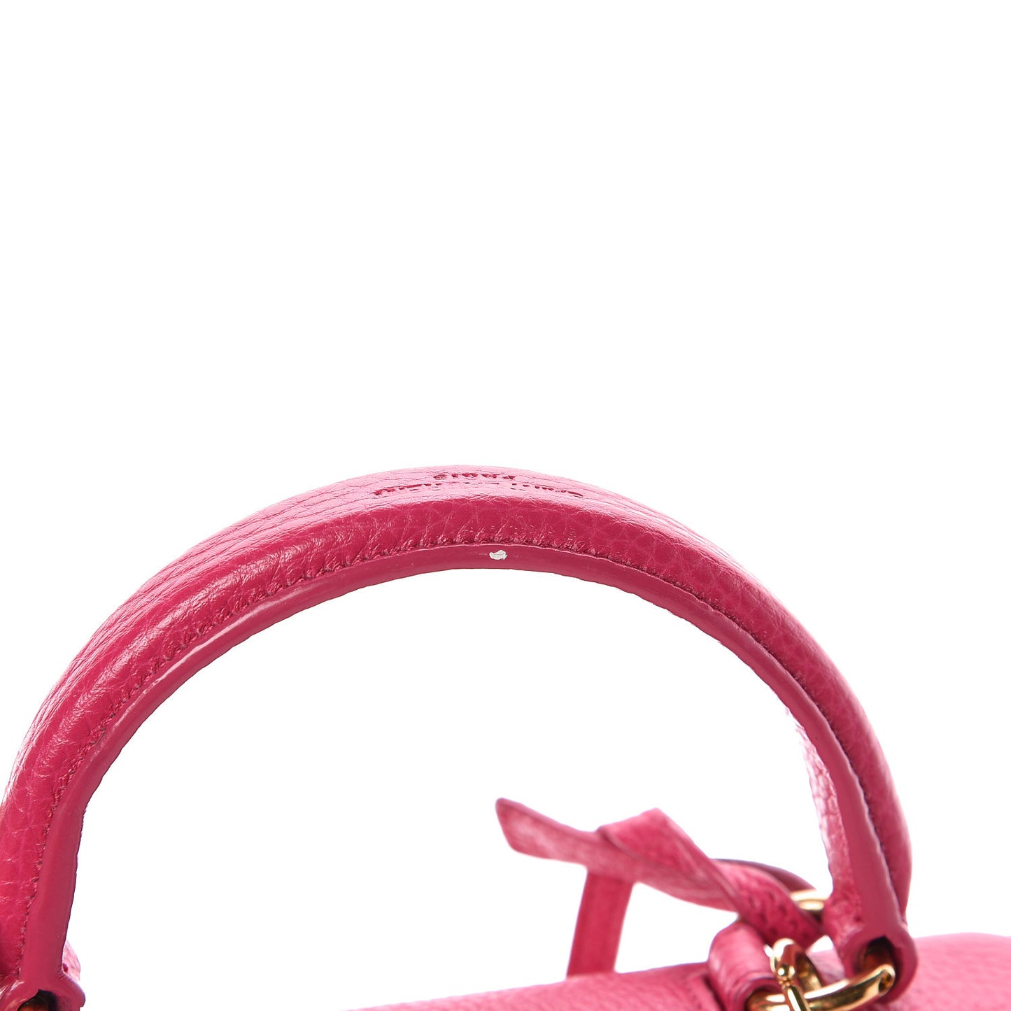 Grained Calfskin Small Moujik Top Handle Bag Fuchsia