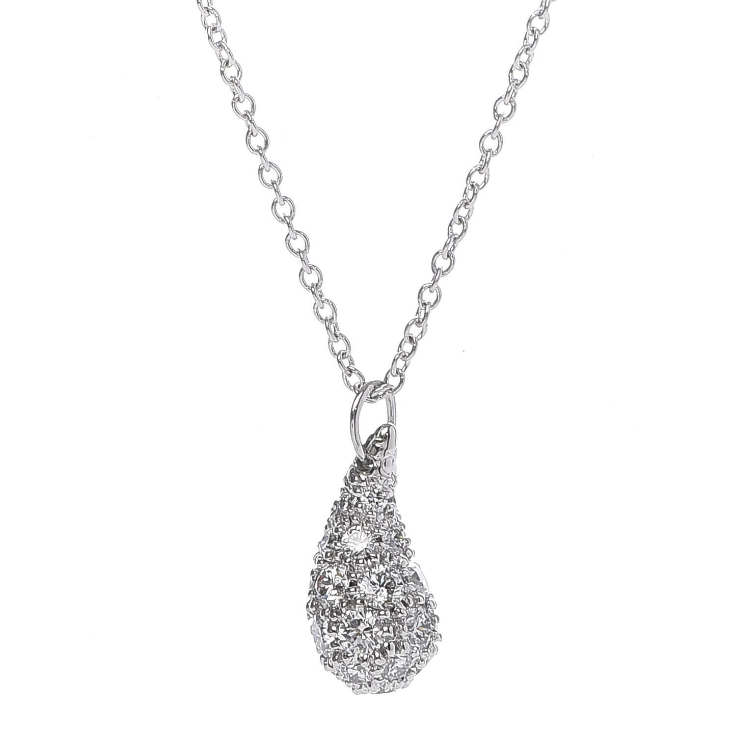 Platinum Diamond 6mm Elsa Peretti Teardrop Pendant Necklace