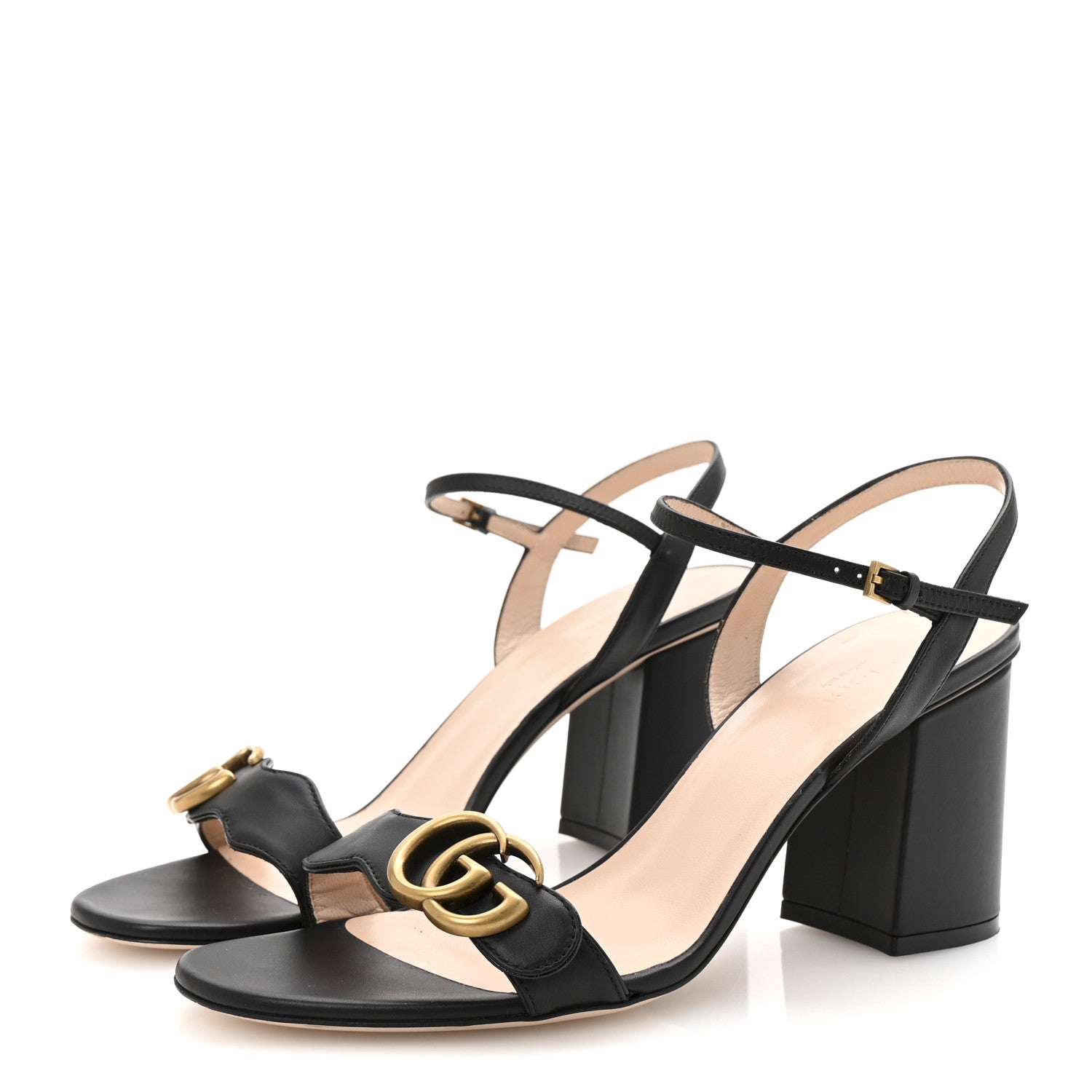 Gucci Lifford Calfskin GG Marmont Ankle Wrap 75mm Sandals 39.5 Black 8 of 16