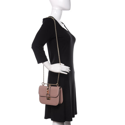 Valentino Garavani Vitello Small Glam Lock Rockstud Flap Poudre 2 of 12