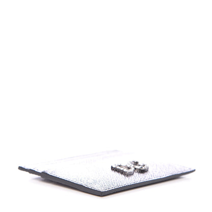 Dolce & Gabbana Metallic Dauphine Embellished Logo Zip Card Holder Argento 4 of 7