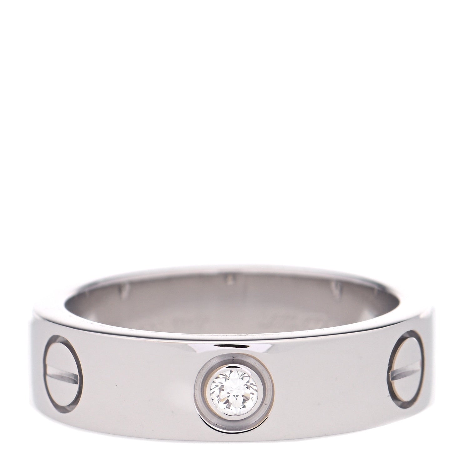 Cartier 18K White Gold 3 Diamond 5.5mm LOVE Ring 55 7.25 1 of 6