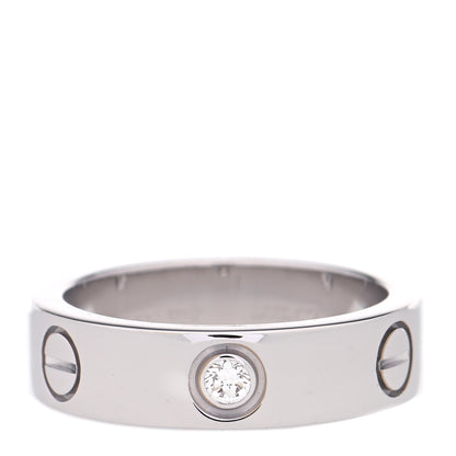 Cartier 18K White Gold 3 Diamond 5.5mm LOVE Ring 55 7.25 1 of 6
