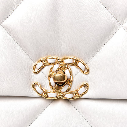 Chanel Goatskin Quilted Large 19 Flap White 8 of 9