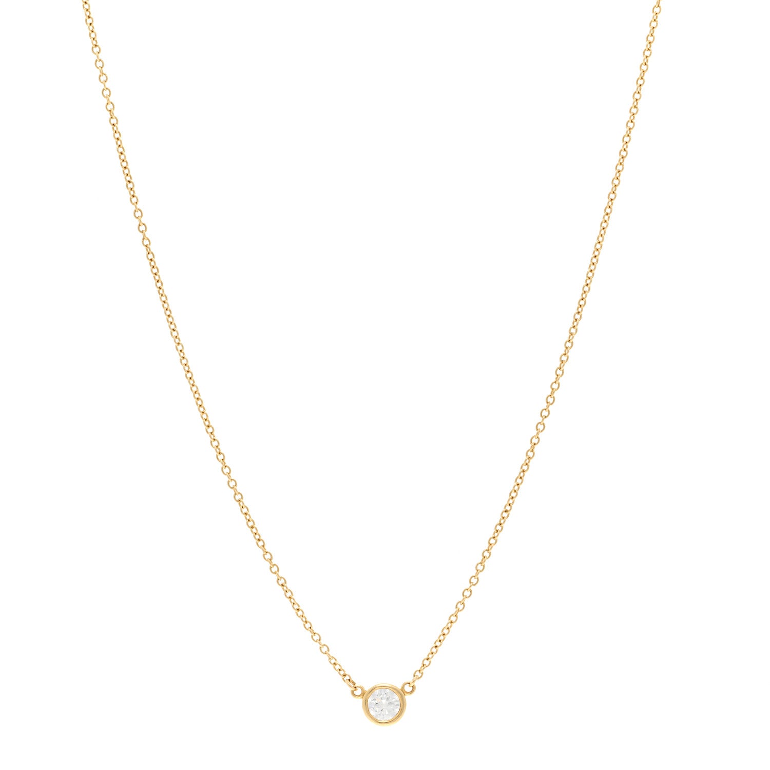 Tiffany 18K Yellow Gold Diamond .21ct Elsa Peretti Diamonds by the Yard Pendant Necklace 1 of 5