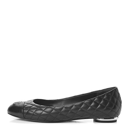 Chanel Lambskin Quilted CC Cap Toe Ballerina Flats 39 Black 1 of 11