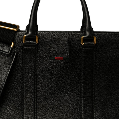Gucci Grained Calfskin Web Top Handle Tote Black 9 of 11