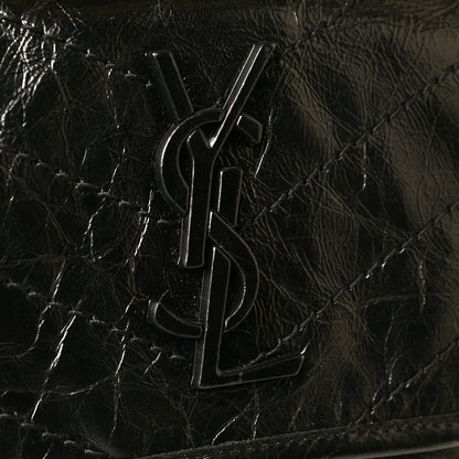 Saint Laurent Crinkled Calfskin Matelasse Monogram Large Niki Chain Satchel Black 13 of 14