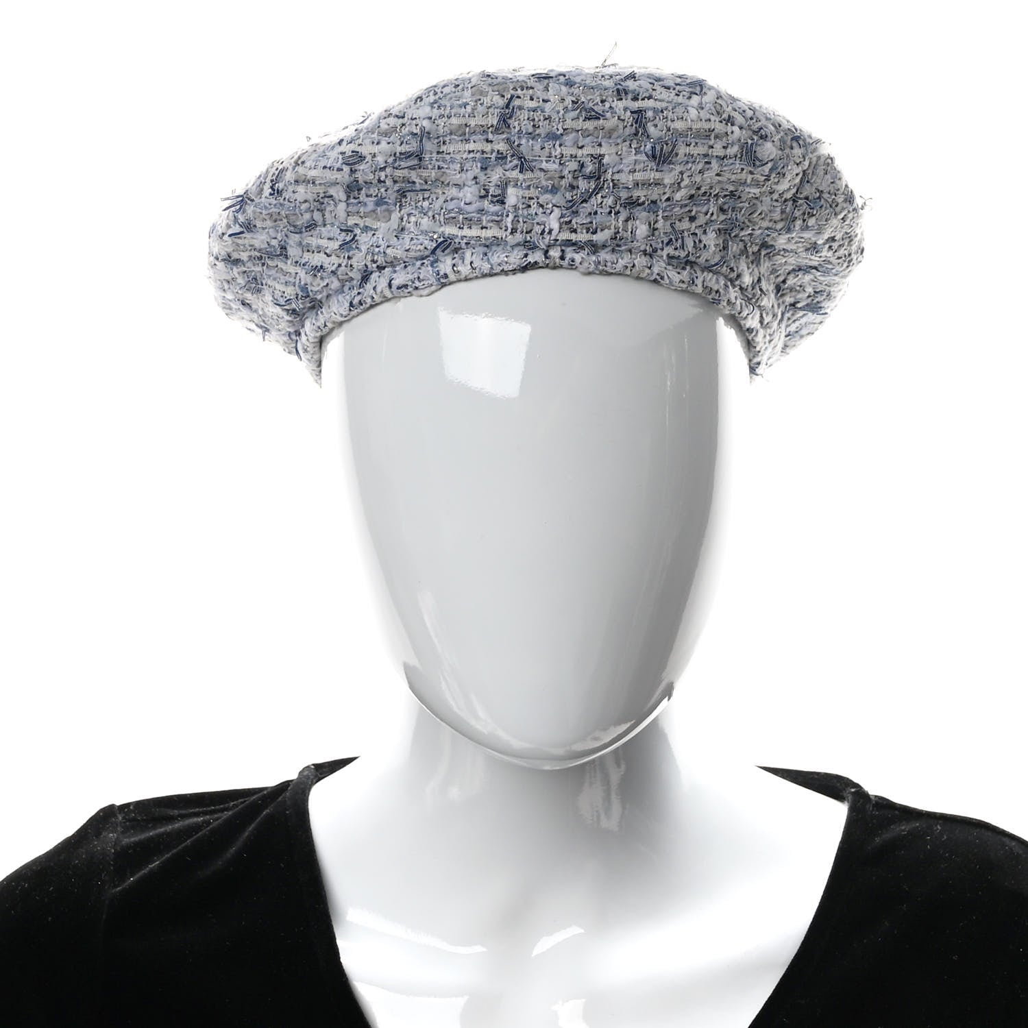 Chanel Cotton Tweed CC Beret S Blue White 2 of 6
