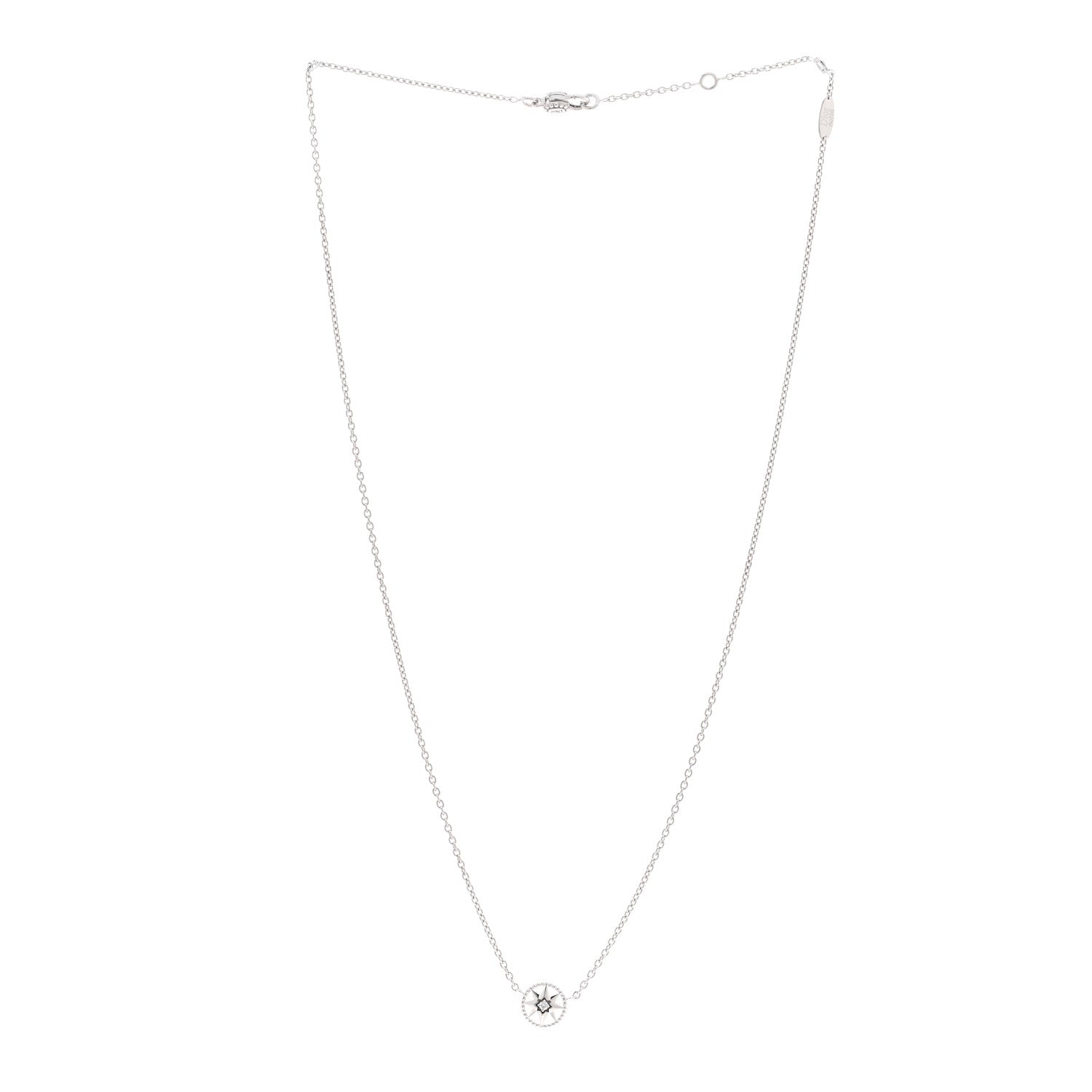 Christian Dior 18K White Gold Diamond Rose Des Vents Necklace 3 of 4