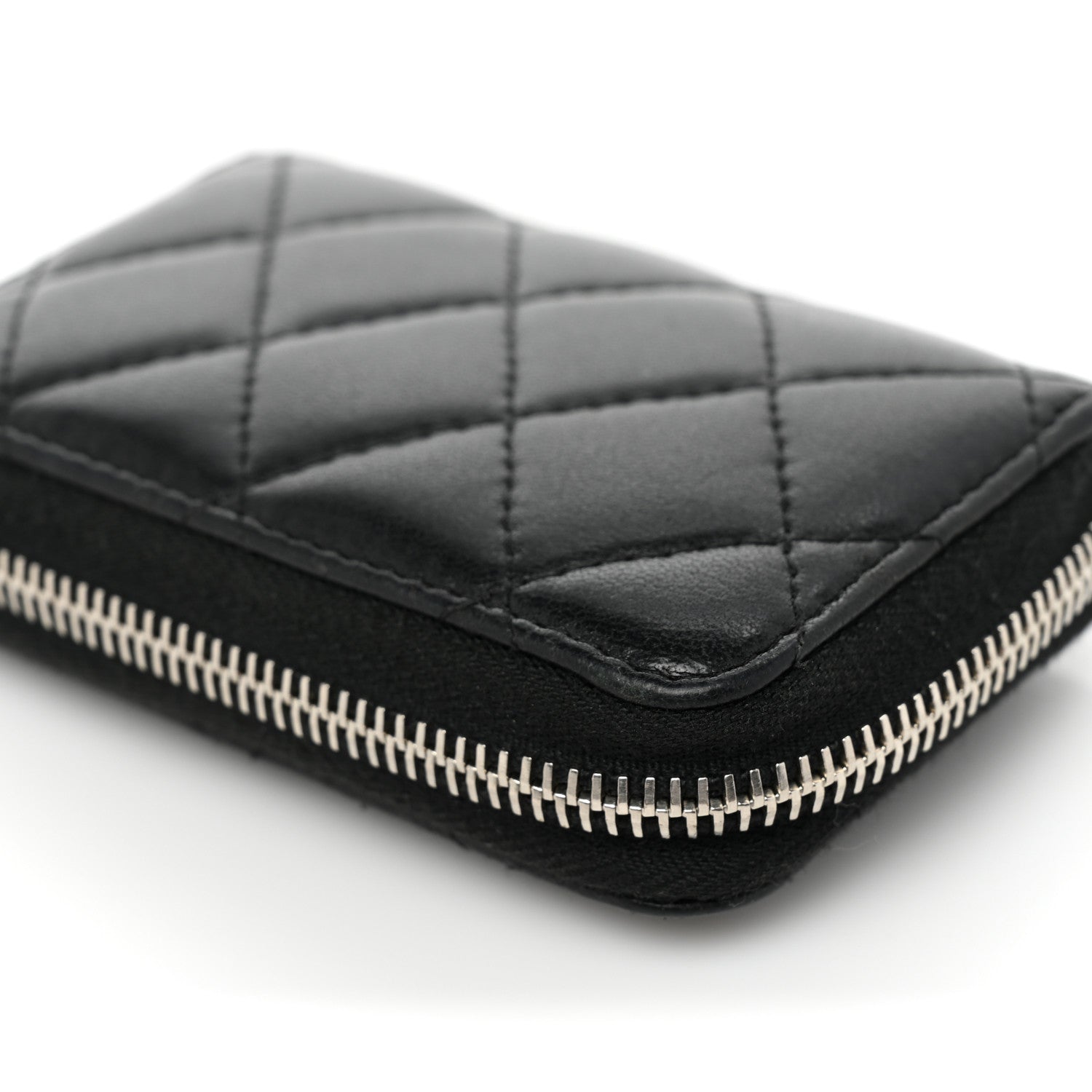Chanel Lambskin Quilted Zip Coin Purse Black 13 of 14