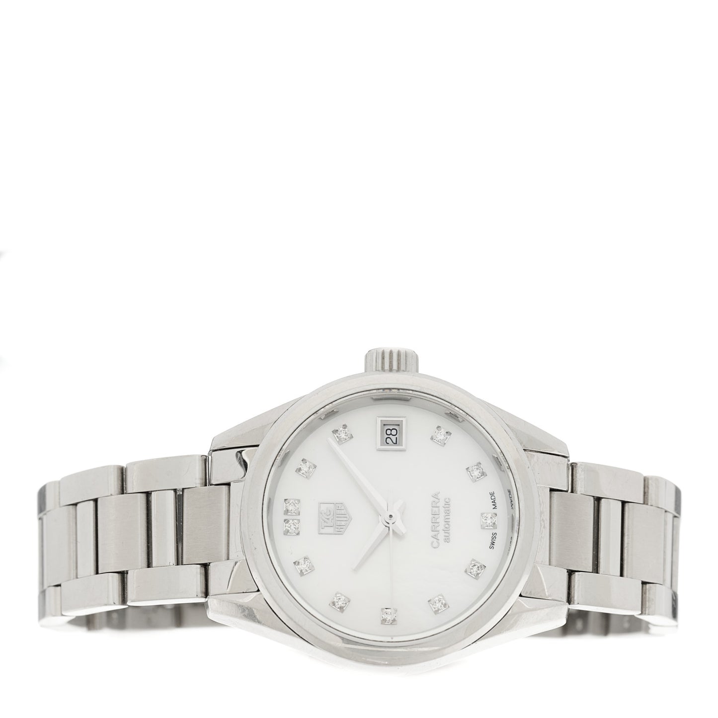 Stainless Steel Diamond Mother of Pearl 29mm Carrera Lady Automatic Watch WAR2414