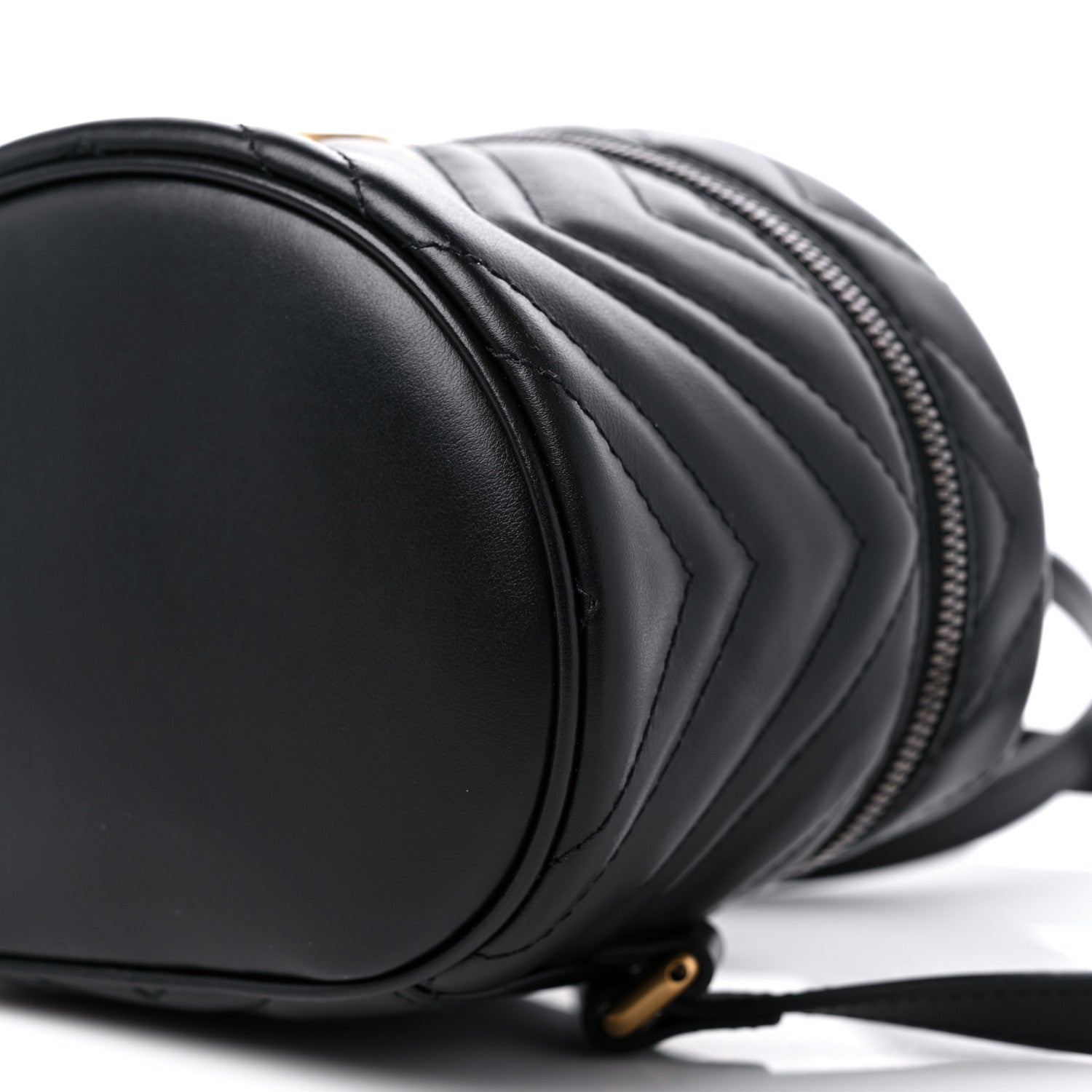 Gucci Calfskin Matelasse Mini GG Marmont Round Backpack Black 9 of 10