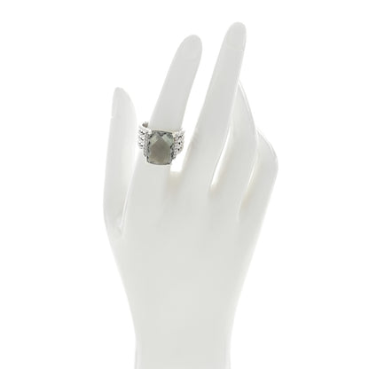 David Yurman Sterling Silver Diamond Prasiolite 16mm Wheaton Ring 54 7 2 of 4