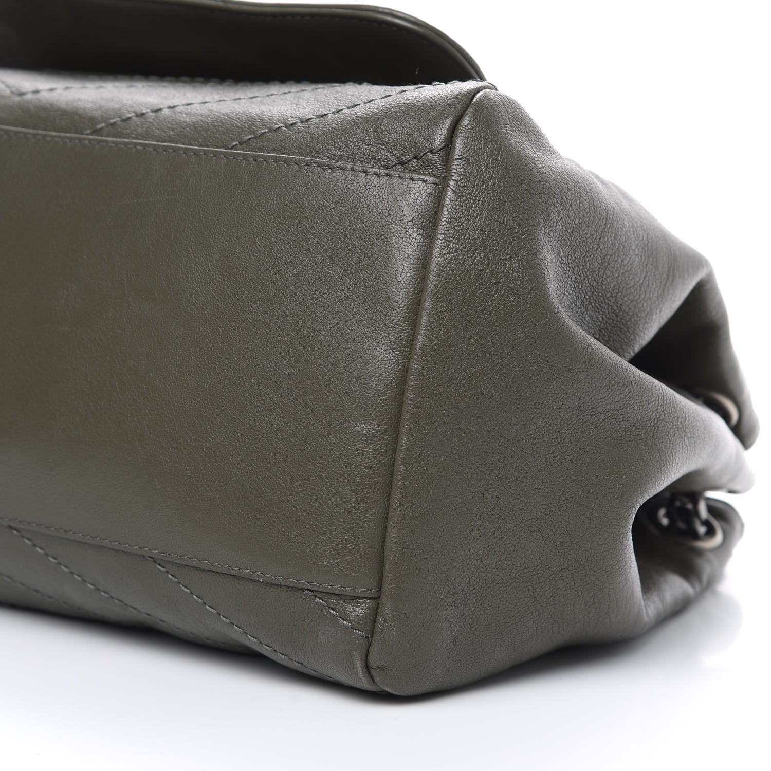 Saint Laurent Vintage Calfskin Chevron Monogram Medium Nolita Olive Green 8 of 11