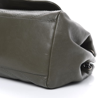 Saint Laurent Vintage Calfskin Chevron Monogram Medium Nolita Olive Green 8 of 11