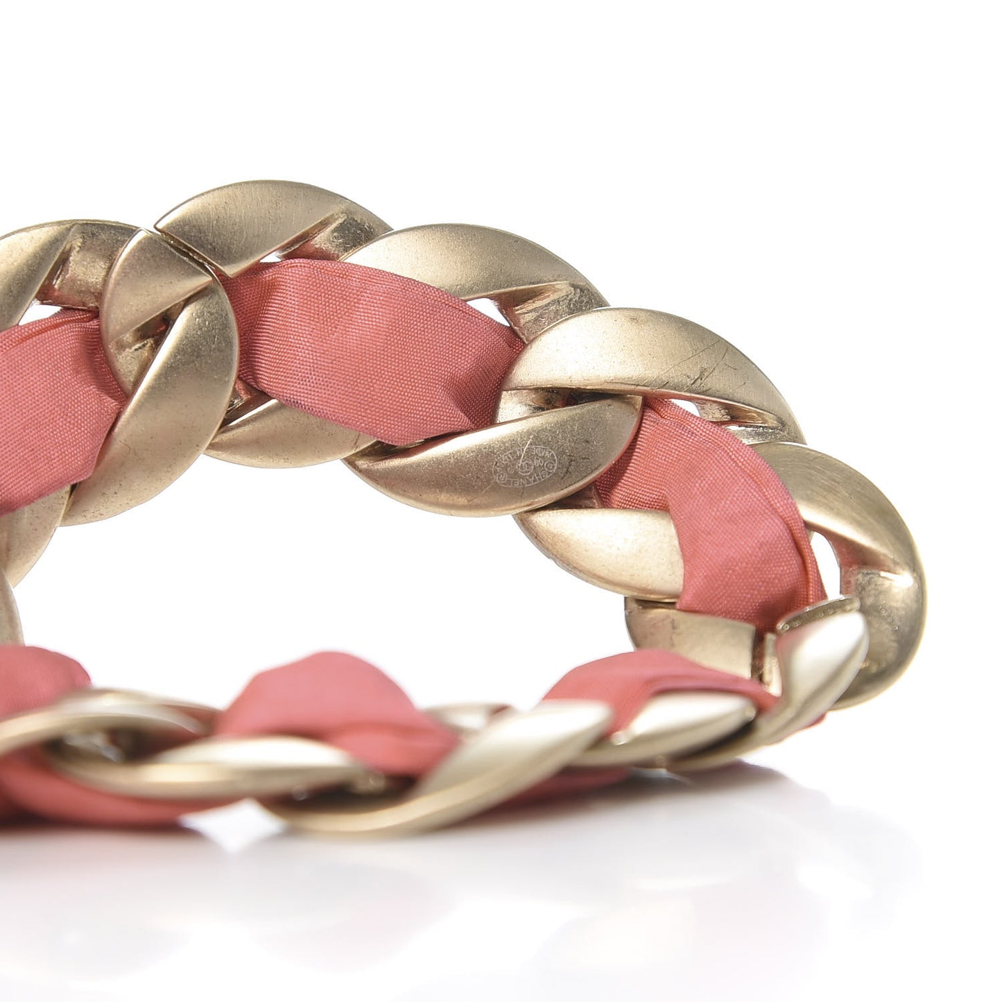 Fabric CC Chain Bracelet Pink