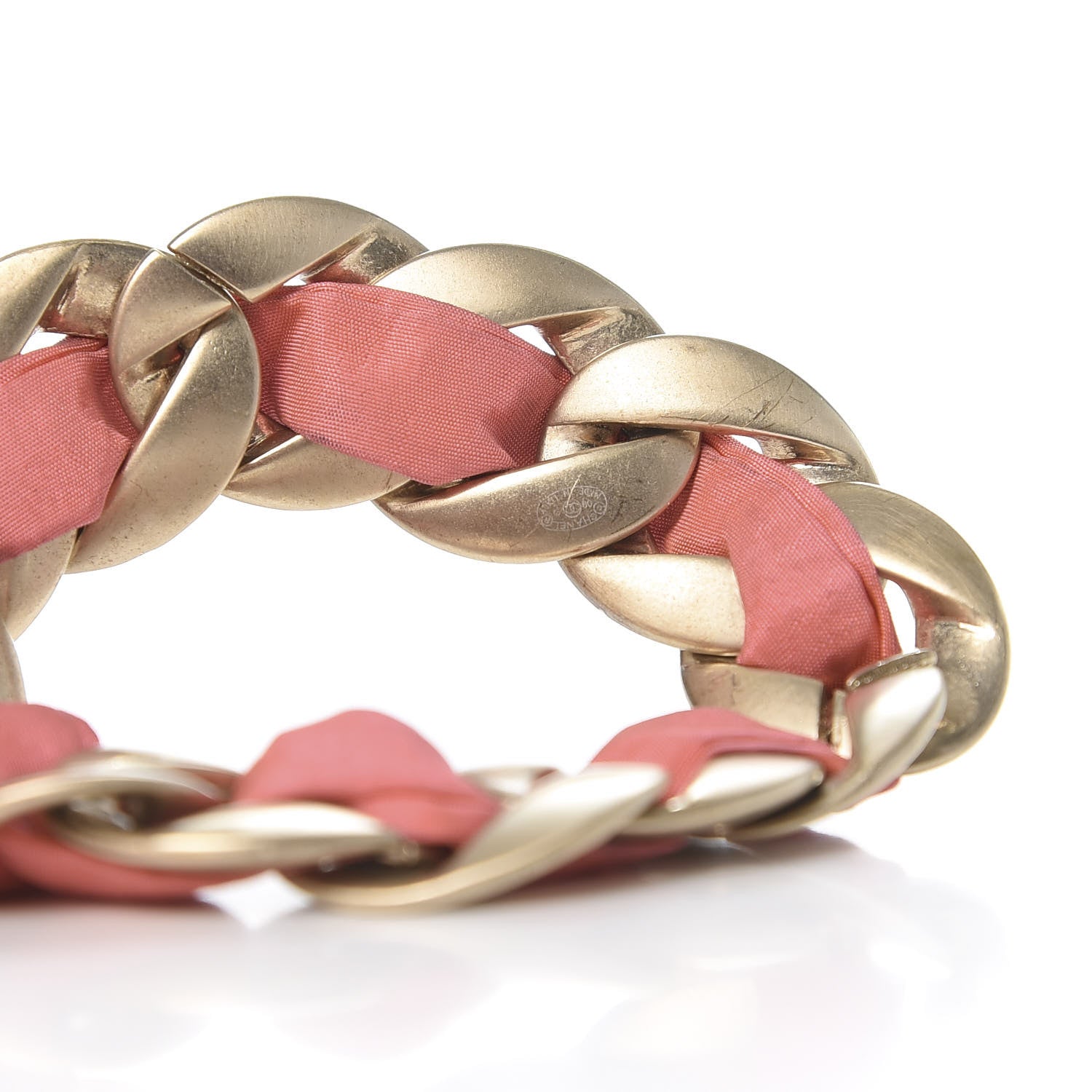Chanel Fabric CC Chain Bracelet Pink 4 of 5