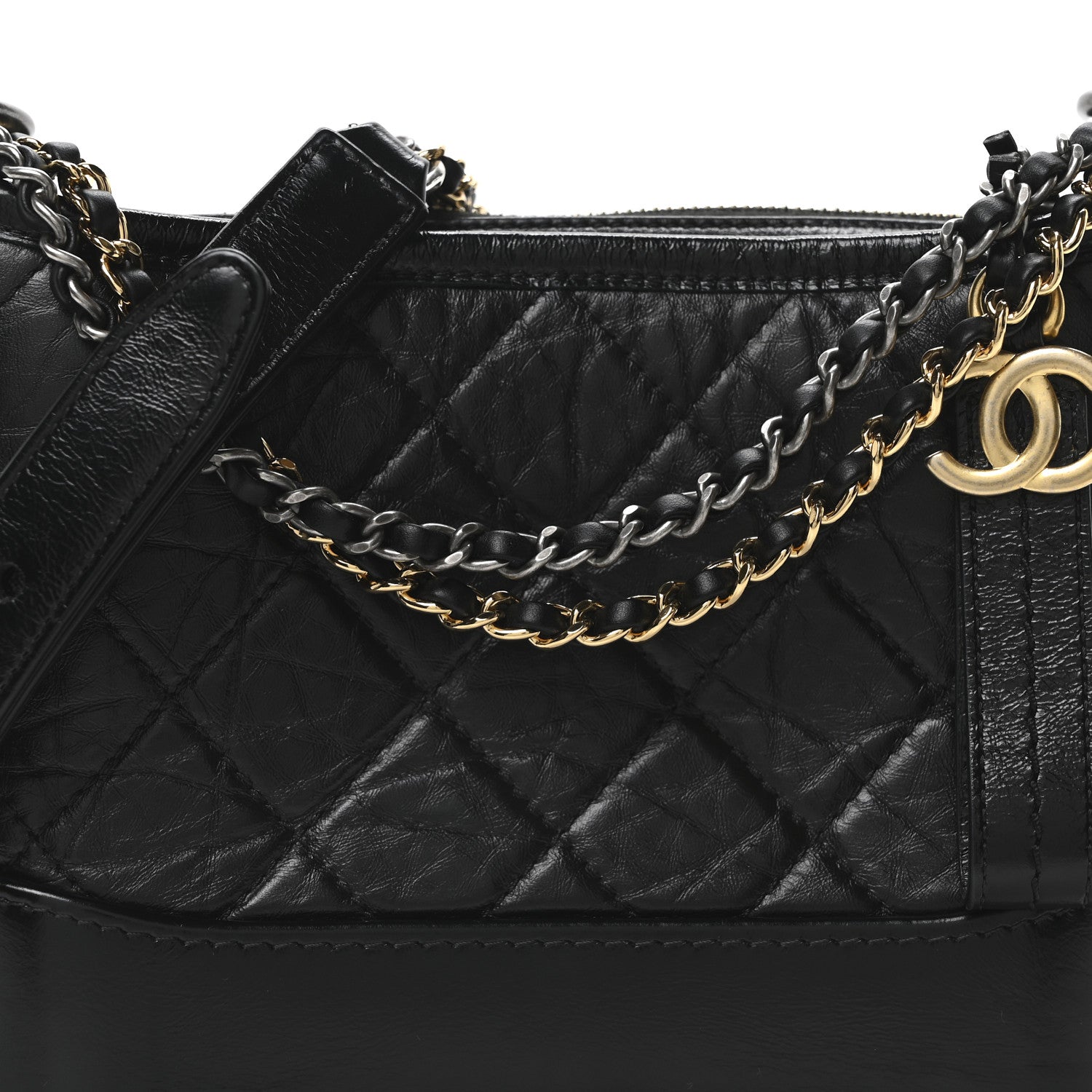 Chanel Aged Calfskin Quilted Small Gabrielle Hobo Black 8 of 10