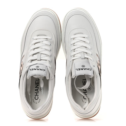 Chanel Calfskin Patent Calfskin Mens CC Sneakers 41 White Pink Red 2 of 10
