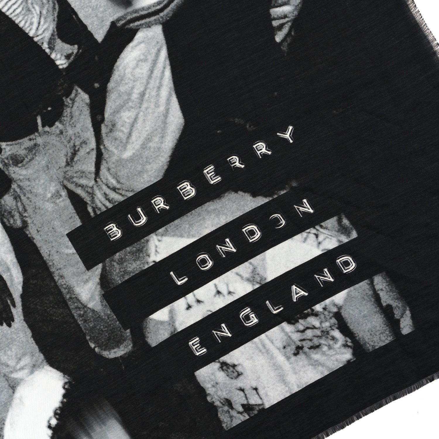 Burberry Cotton Silk Gauze Hard Pleasure Square Scarf White Black 2 of 4