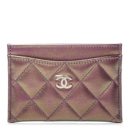 Chanel Iridescent Lambskin Quilted Card Holder Purple 1 of 10