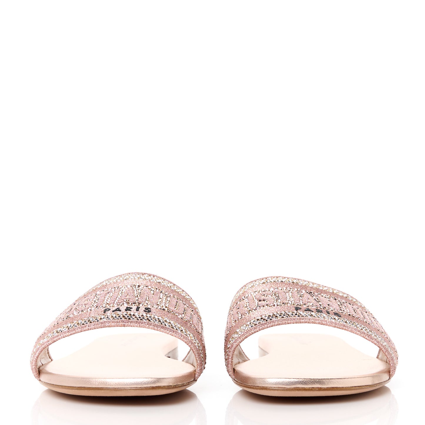 Canvas Crystal Embroidered Dway Slide Sandals 40 Rose Des Vents