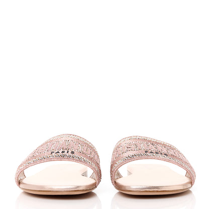 Christian Dior Canvas Crystal Embroidered Dway Slide Sandals 40 Rose Des Vents 2 of 8
