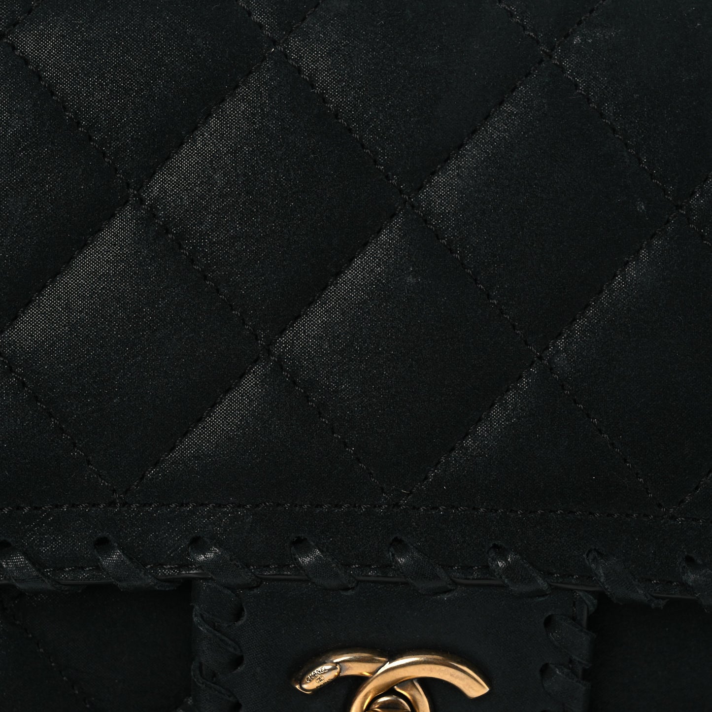 Iridescent Calfskin Small Happy Stitch Flap Black