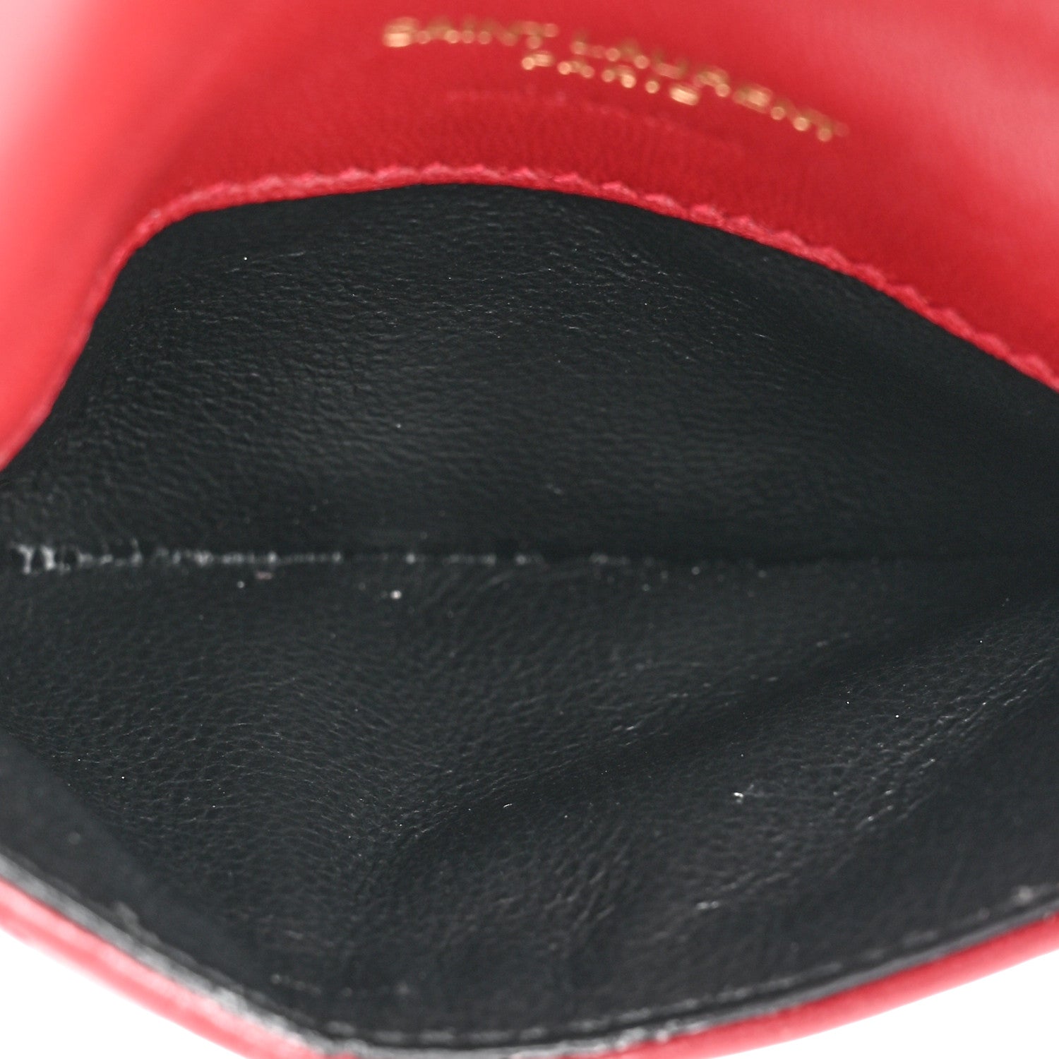 Saint Laurent Lambskin Matelasse Chevron Monogram Compact Wallet Red 6 of 11