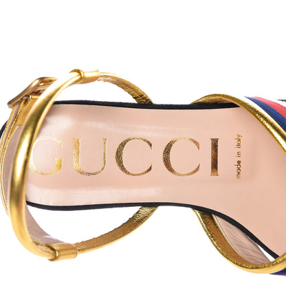 Gucci Metallic Nappa Sylvie Web Sandal 37 Gold 7 of 9