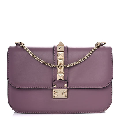 Valentino Garavani Vitello Medium Glam Lock Rockstud Flap Dark Mauve 1 of 9