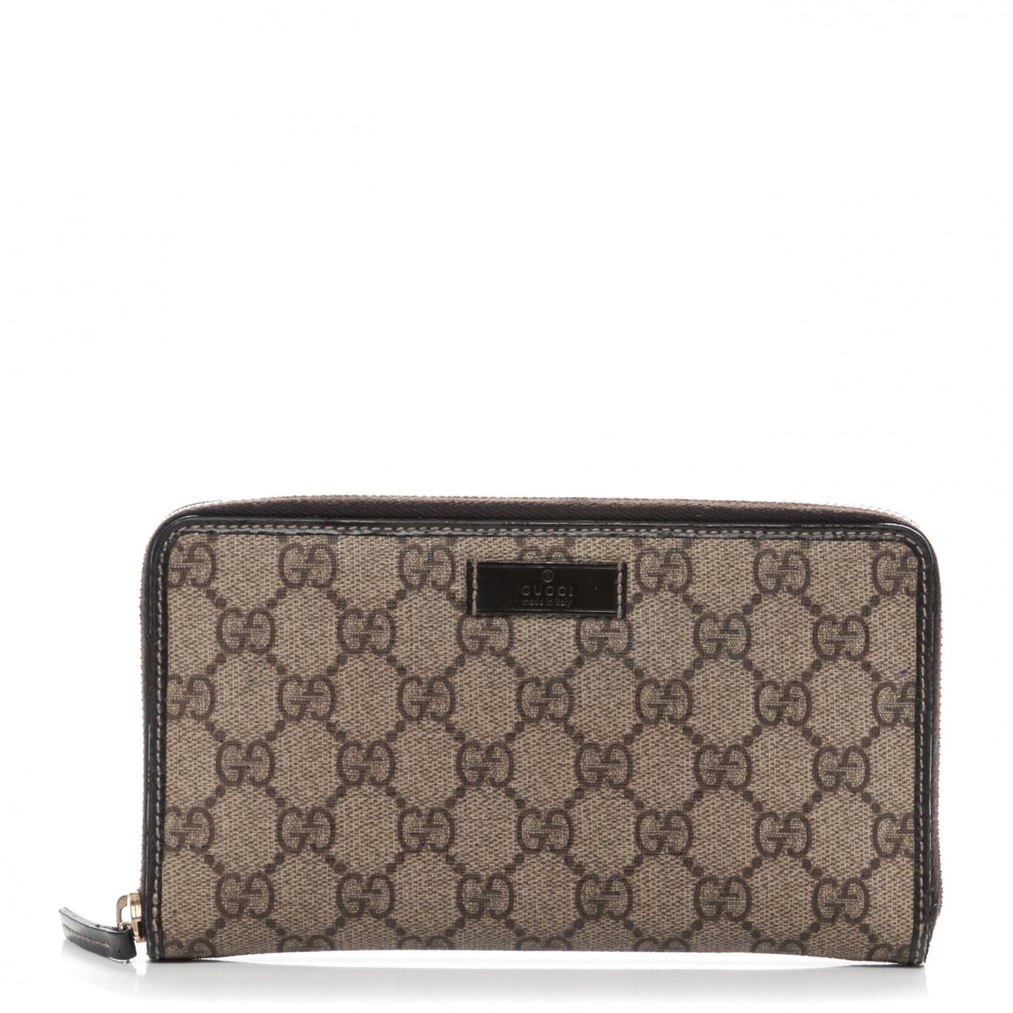 GG Plus Monogram Joy Zip Around Organizer Wallet Beige Ebony Dark Brown