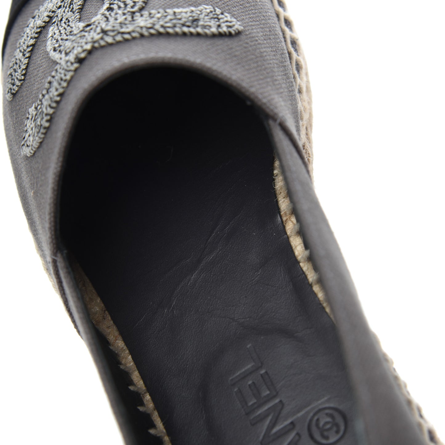 Canvas Grosgrain CC Espadrilles 39 Grey Black