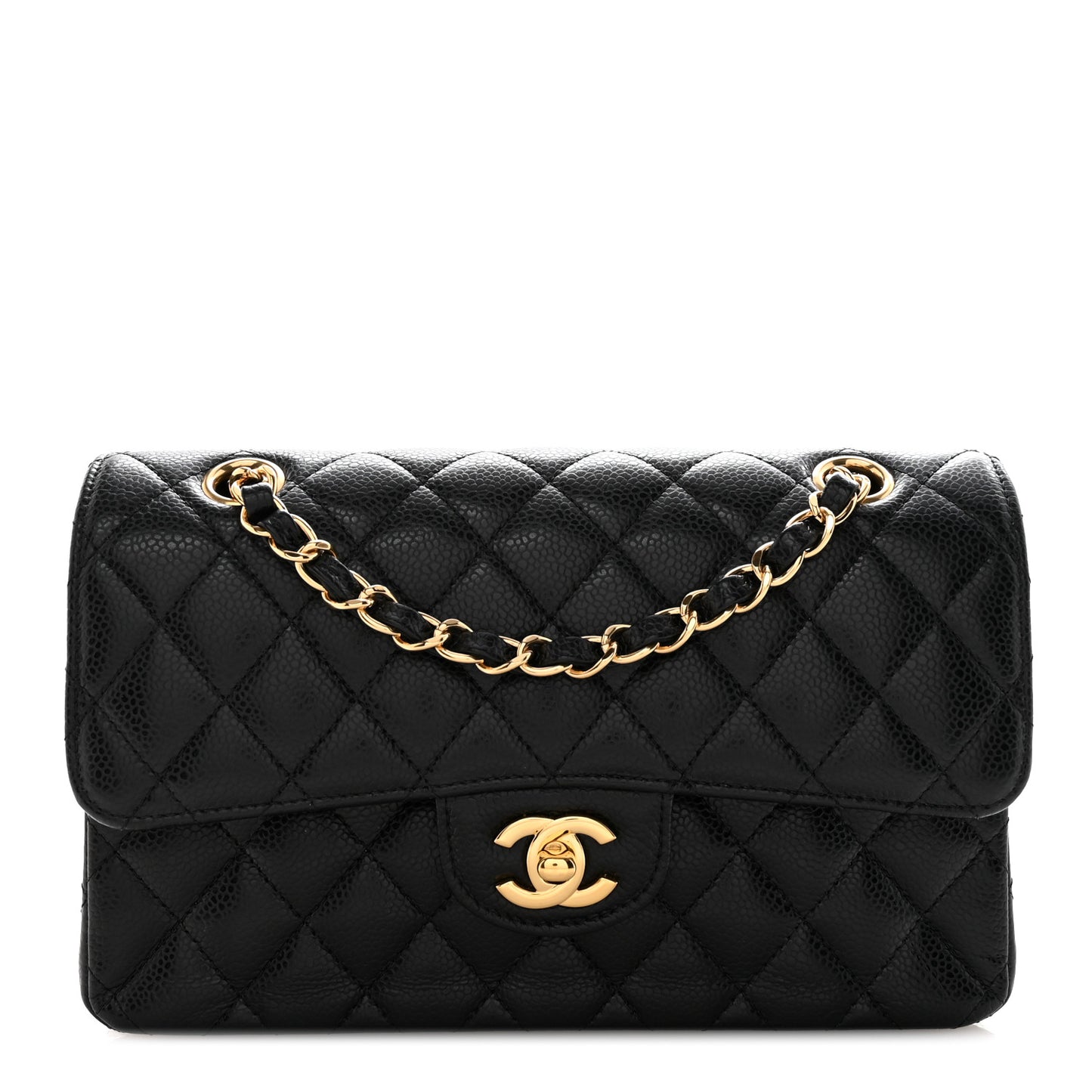 Caviar Quilted Small Double Flap Black